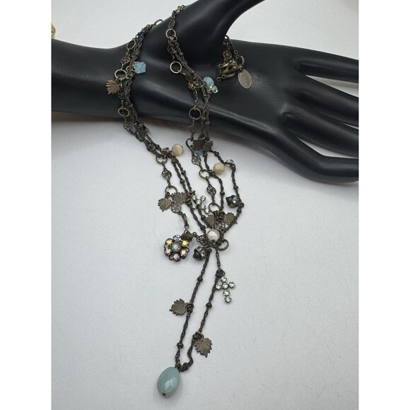 Liz Palacios Layered Necklace Crystal Beads Multi Strand Boho Vintage Jewelry - Picture 6 of 8